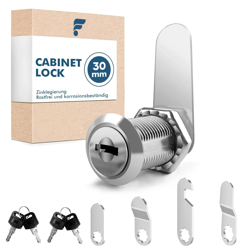 shinfly Cabinet Lock 30mm Comes with 5 Different Lock Plates, with 4 Keys,Cupboard Locks