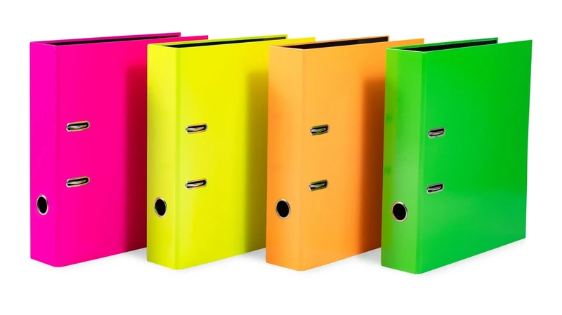 Herma Folder A4 Neon Set, 10 Pieces, 7 cm Wide, Children's Ring Binder, Plain Lever Arch File in Bright Neon Colour for Boys and Girls