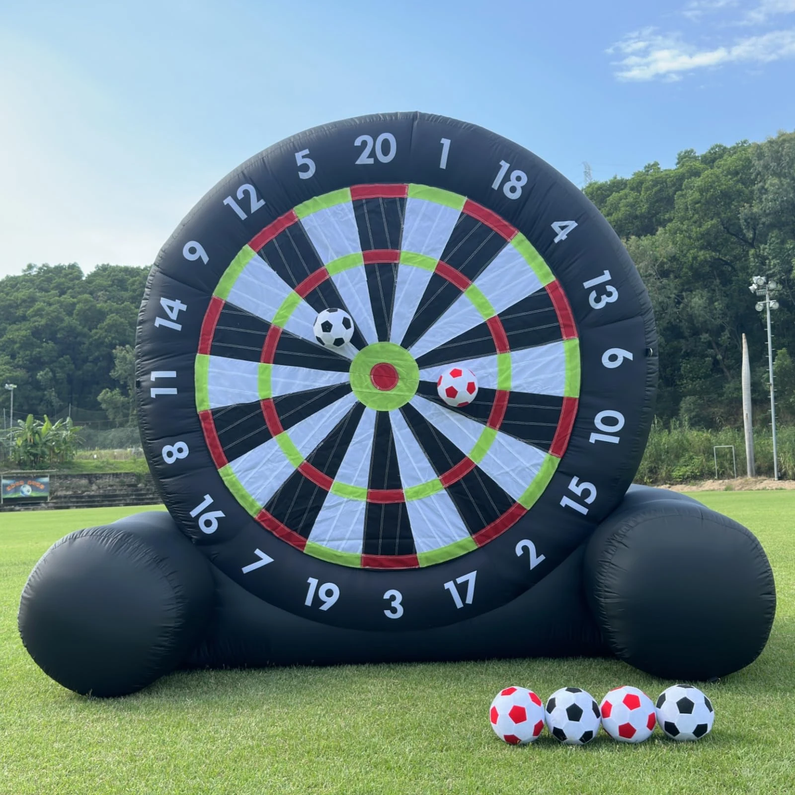 Inflatable Outdoor Soccer Dart Board(10ft Tall), Giant Football Kick Dart Board with 8pcs Soccer Balls & 370W Blower