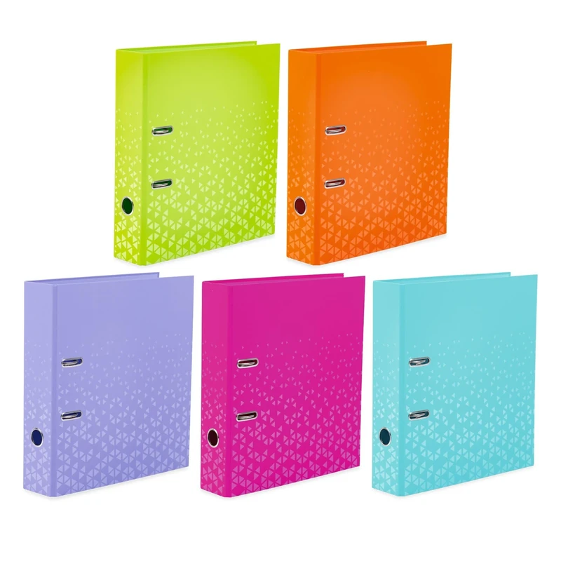 HERMA A4 Lever Arch File Assortment, Pack of 5, 70mm Spine, Heavy Duty Folder with Pattern Motif, Glossy Finish & Inner Print, Kids Ring Binder, Archiving Folder & Storage File Organizer