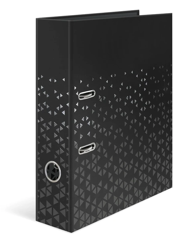 HERMA A4 Lever Arch File Black, Pack of 5, 70mm Spine, Heavy Duty Folder with Pattern Motif, Glossy Finish & Inner Print, Kids Ring Binder, Archiving Folder & Storage File Organizer