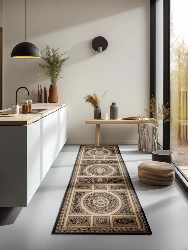 Nouristan Oriental Rug - Runner Oriental Classic Oriental Living Room Rug Densely Woven with Border Flat Weave for Living Room, Bedroom, Dining Room, Hallway - Black Cream, 80 x 240 cm