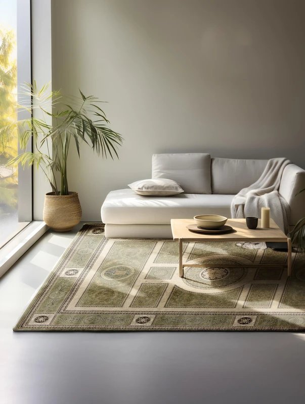 Nouristan Oriental Rug - Runner Oriental Classic Oriental Living Room Rug Densely Woven with Border Flat Weave for Living Room, Bedroom, Dining Room, Hallway - Olive Green, 160 x 235 cm