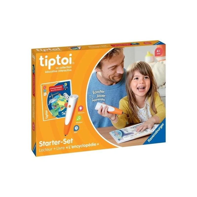 Ravensburger - tiptoi® - Starter Set - Reader + Book 'L'encyclopédie des p'tits curieux' - Electronic educational game without screen - For ages 4 and above - French version - 00176