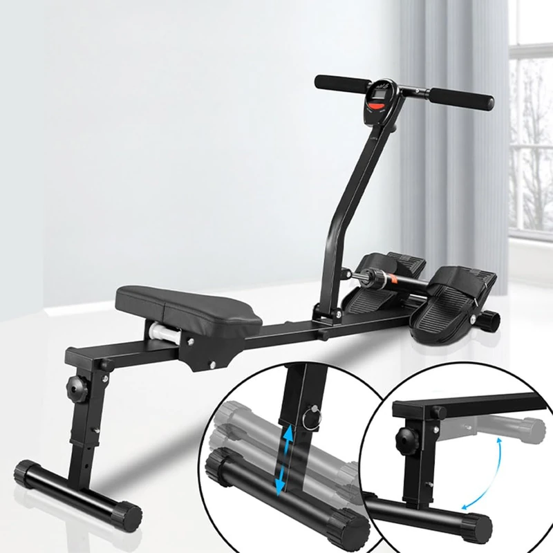 BAKAJI Foldable Rowing Machine for Home Space Saving and Quiet, Indoor Training Equipment with LCD Display and 12 Resistance Levels, Gym, Fitness, Cardio (N08078)