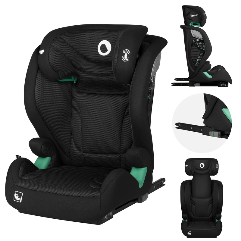 Lionelo IGO i-Size Child Car Seat for kids 100-150cm with ISOFIX & Belt easy installation Latest R129 standard 11-Level adjustable headrest Reclinable Memory foam Side protection Armrests (IGO, Black)