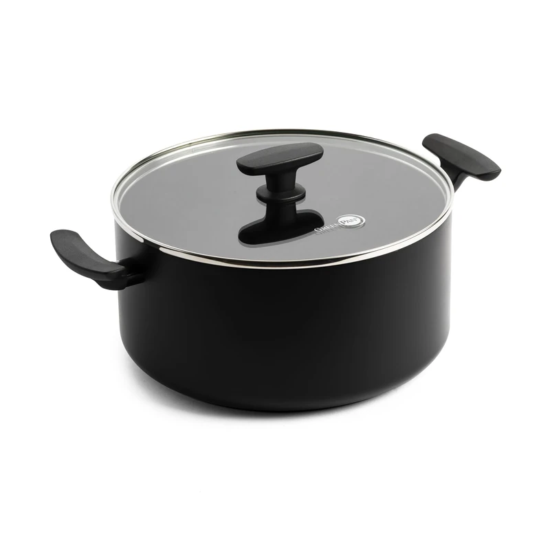 GreenPan SmartShape Healthy Ceramic Non-Stick 24 cm/5.1 Litre Casserole Pot with Glass Lid, PFAS-Free, Induction Suitable, Oven Safe, Black
