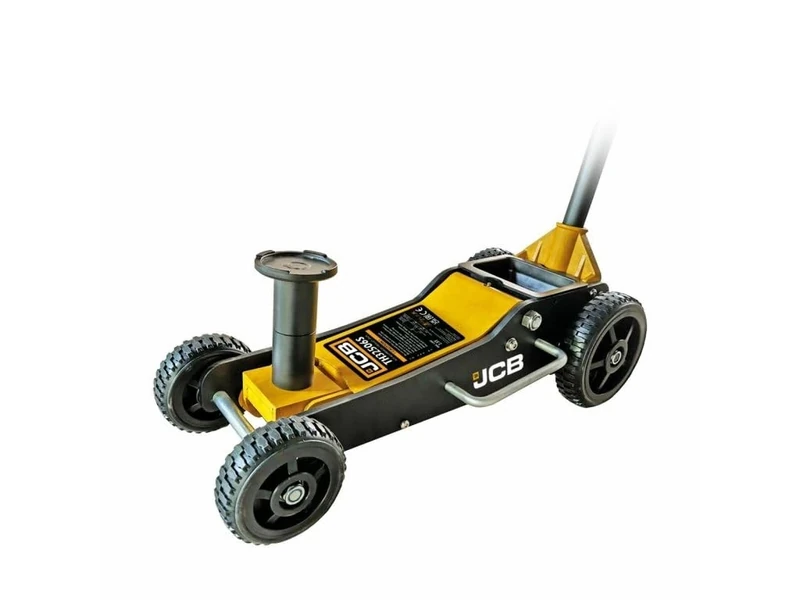 JCB 2.5 Tonne Aluminium Trolley Jack, Heavy-Duty Off-Road SUV Hydraulic Jack with Double-Piston Quick Lift, 525mm Max Height, Low-Profile Design & Large Terrain Wheels