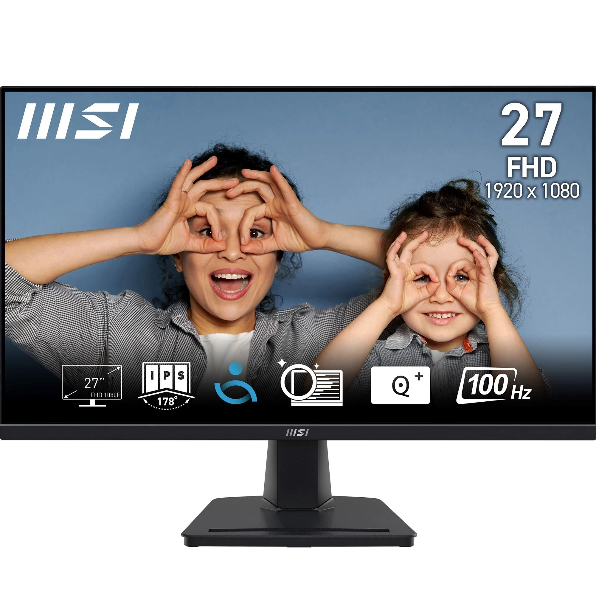 MSI PRO MP275 27 Inch Full HD Office Monitor - 1920 x 1080 IPS Panel, 100 Hz, Eye-Friendly Screen, Built-in Speakers, Tilt-Adjustable - HDMI 1.4b, D-Sub (VGA)
