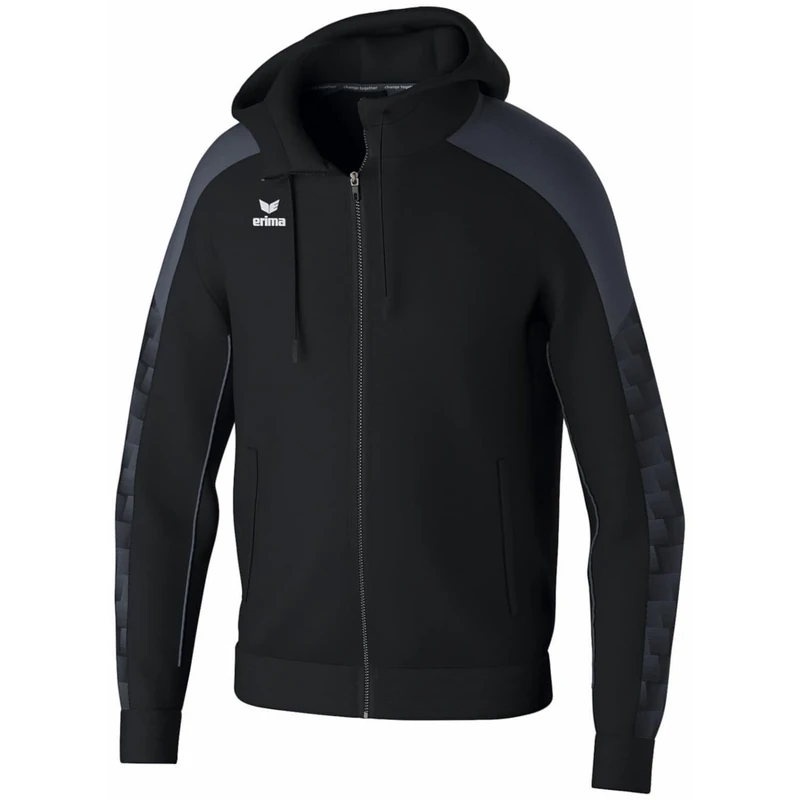 Erima Men's Evo Star Training Jacket with Hood, Black/Slate Grey, M