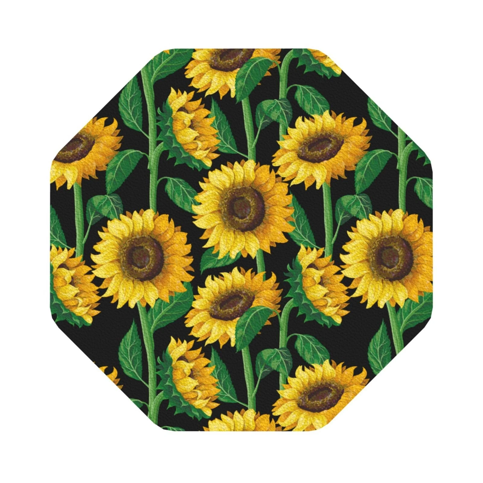 Pevtufa Sunflower Leather Coasters for Drinks Sets 4 Pcs Drink Table Cup Coasters for Living Room Kitchen Bar Coffee Decor