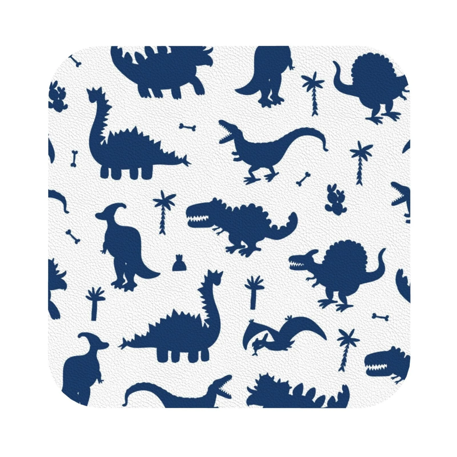 Pevtufa Cute Cartoon Dinosaurs Leather Coasters for Drinks Sets 4 Pcs Drink Table Cup Coasters for Living Room Kitchen Bar Coffee Decor