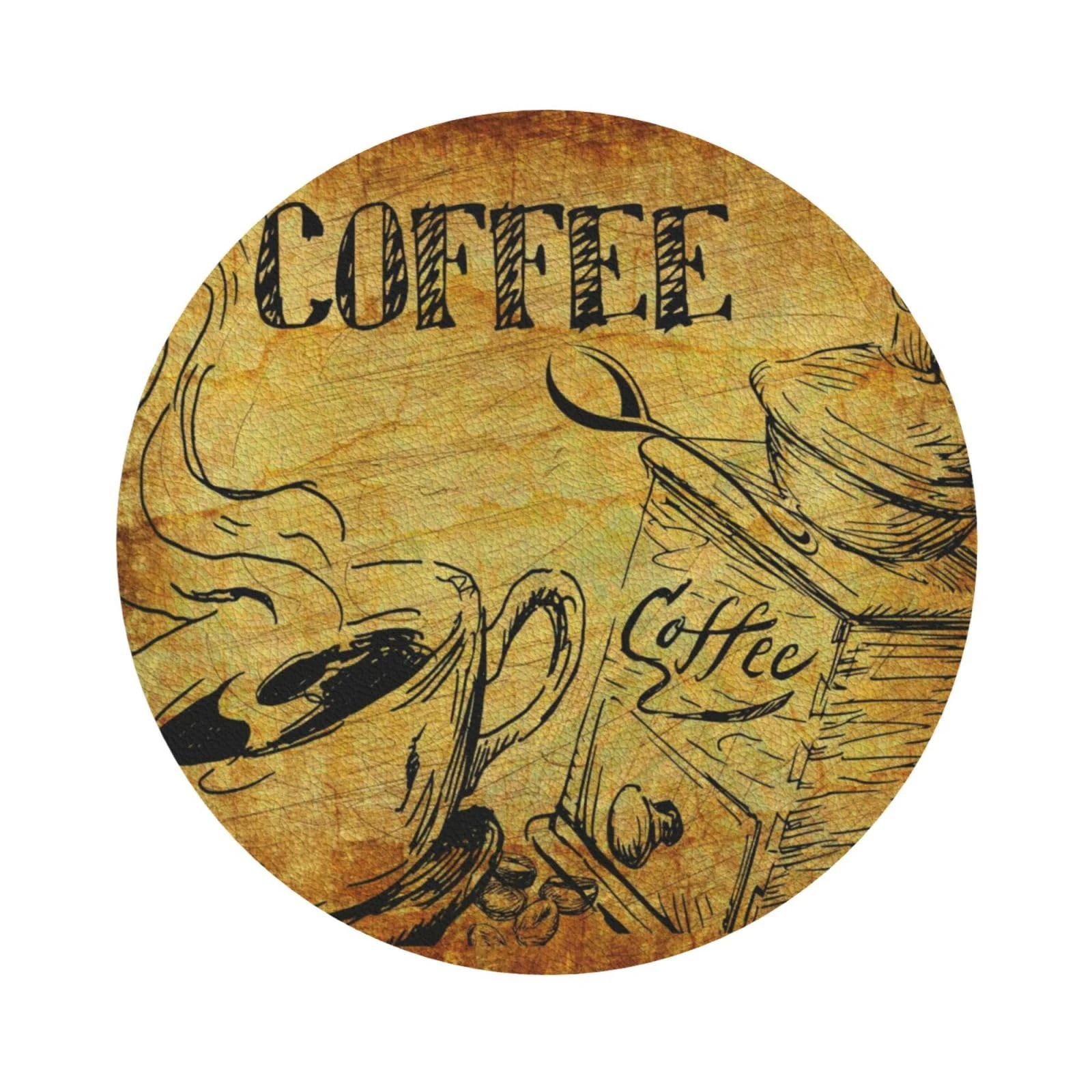 Pevtufa Coffee Vintage Leather Coasters for Drinks Sets 4 Pcs Drink Table Cup Coasters for Living Room Kitchen Bar Coffee Decor