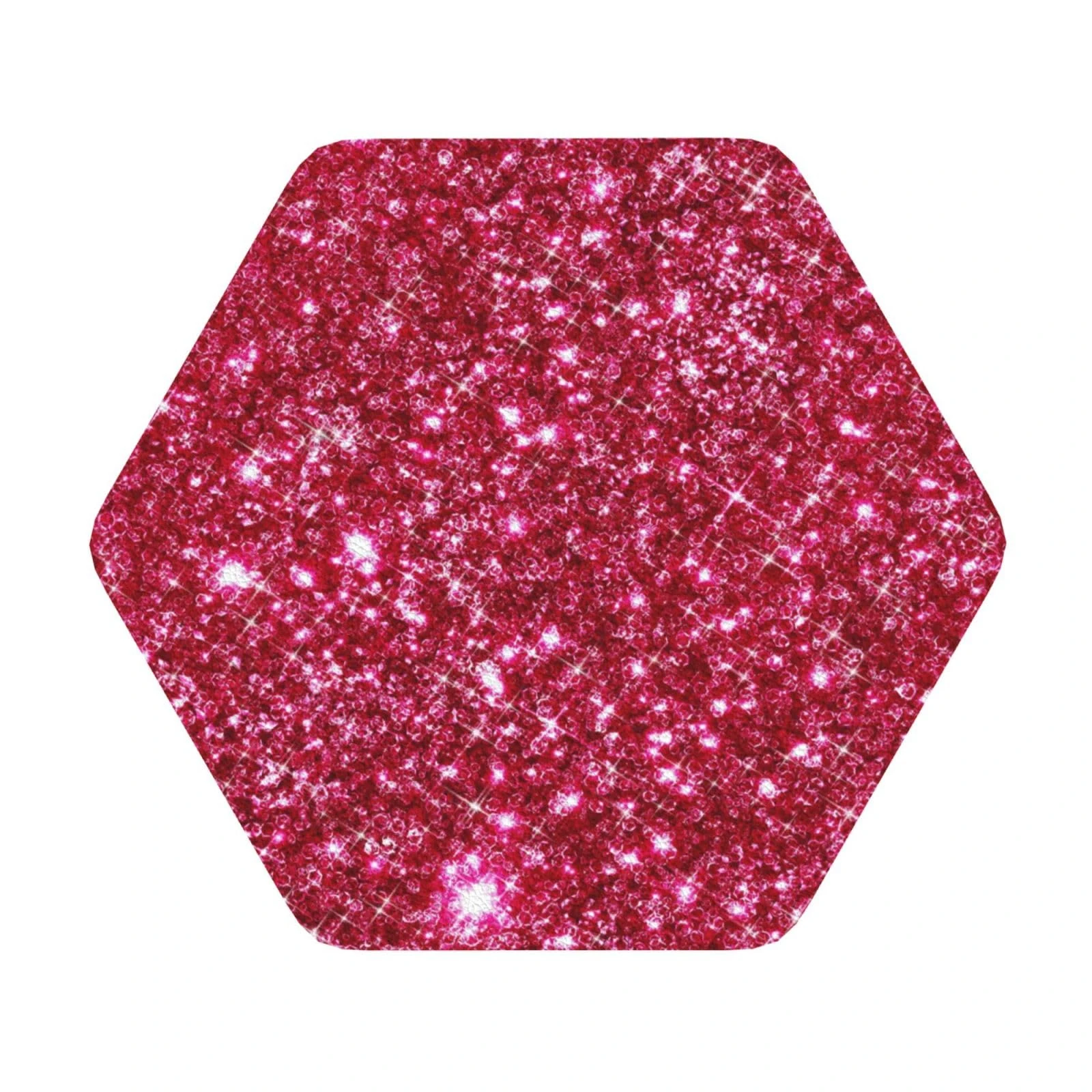 Pevtufa Pink Glitter Leather Coasters for Drinks Sets 4 Pcs Drink Table Cup Coasters for Living Room Kitchen Bar Coffee Decor