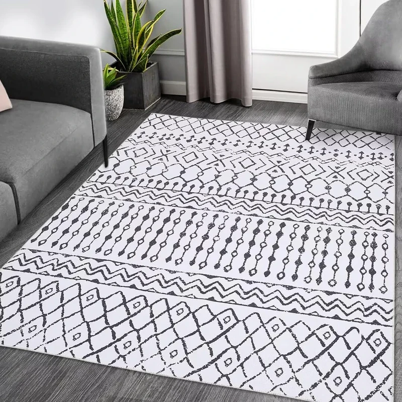 Zstar Living Room Rug, Soft, Machine Washable, Modern Boho Rugs for Bedroom Under the Dining Table, Non-Slip Morden Rug for Indoor Use for Home and Office Decoration, 160 x 230 cm