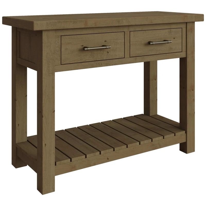 FWStyle Reclaimed Pine Storage Console or Hall Table in a Rustic Farmhouse Driftwood Finish.Size : W100cm x D40cm x H75cm