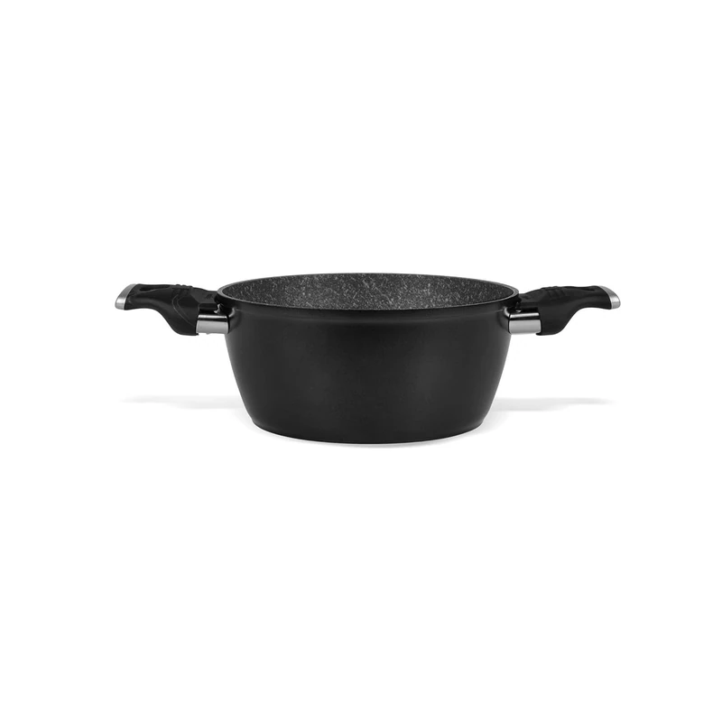 Pasta and Soup Pan with 2 Handles - Saucepan with 2 Handles Ideal for Stews, Non-Stick Aluminium, 27 x 20 x 8 cm, Black