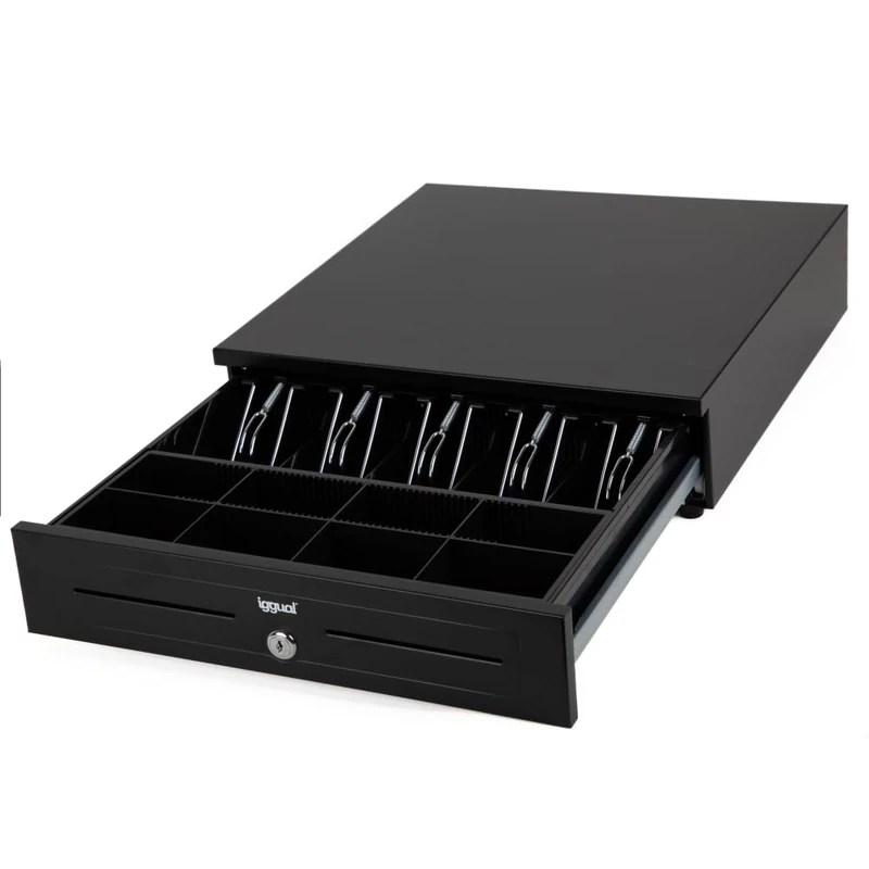 Igua – Iron-HD Wallet Drawer – Manual or Automatic Cash Register for 5 Banknotes+8 Coins – 3 Position Lock – Interior and Exterior Steel – Professional – Black (41.5 x 41 x 10)