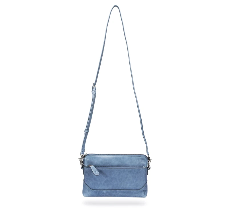 FRYE Women's Crossbody Wristlet, Washed Denim Leath, One Size