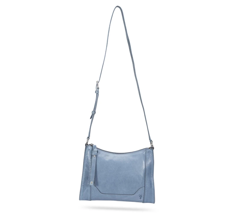 FRYE Women's Melissa Zip Crossbody, Washed Denim Leath, One Size