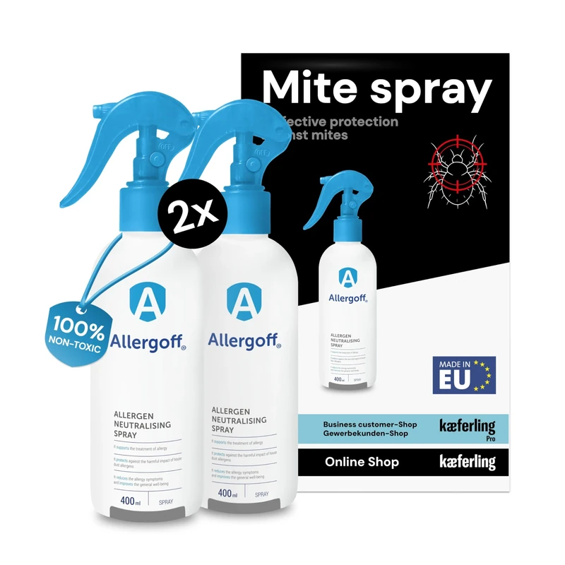 Allergoff Dust Mite Spray 100% Non-Toxic - Most Effective Mite Spray for Mattresses & Upholstery - Suitable for Households with Children & Pets - Control for Allergy Sufferers - 28.16 fl oz (800ml)