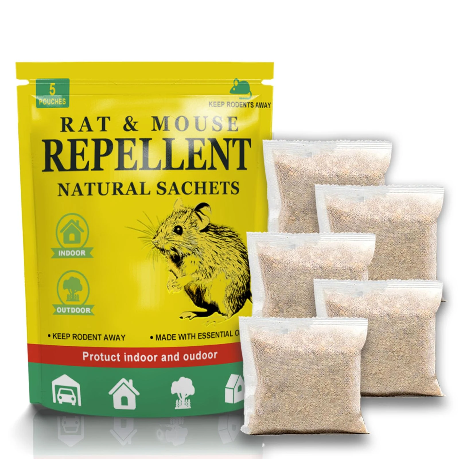 5P Natural Mouse Repellent with Peppermint Oil–Non-Toxic, Long-Lasting & Eco-Friendly Rodent & Pest Control for Home, Kitchen, Warehouse & Garden–Effective Deterrent for Mice, Rats, Spiders & Roaches
