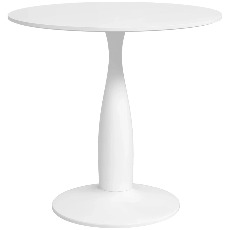 HOMCOM Round Dining Table for 2, Modern Kitchen Table with Steel Base, Non-slip Foot Pad for Living Room, Dining Room, White