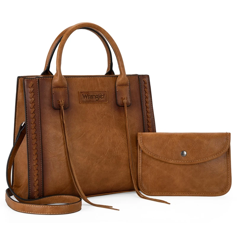 MONTANA WEST Wrangler Tote Bag for Women Western Cowhide Purse and Wallet Set, Vintage Brown - Image 1