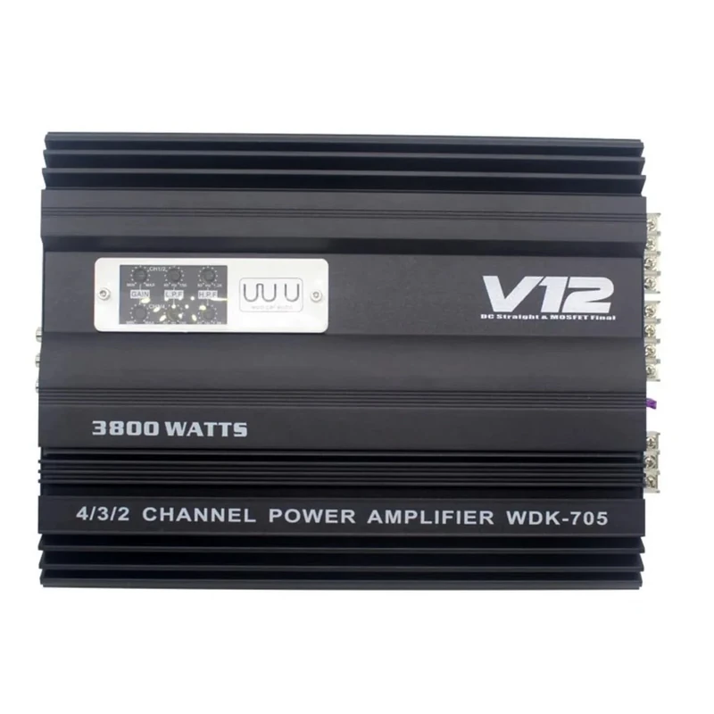 Graootoly 12V 3800W Car Audio Amplifier Subwoofer Amplifier High Power Dual Bass Output Cart 4 Channel Audio Speaker