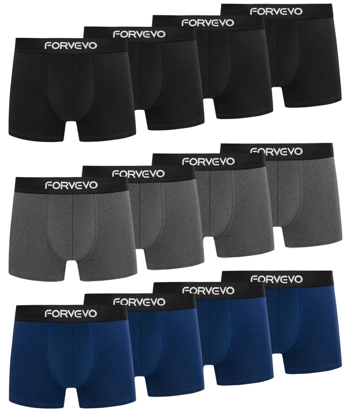 FORVEVO Mens Underwear Briefs, Cotton Mens Boxers Shorts, Anti Chafing Underpants, No Itchy Labels Retro Undertrunk (XXL,12 Pack)