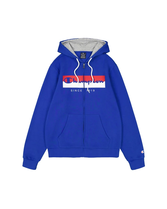 Champion Men's Legacy Graphic Shop Authentic (220247) -Soft Compact Powerblend Fleece Full-Zip Hooded Sweatshirt, Blue (BS008), S