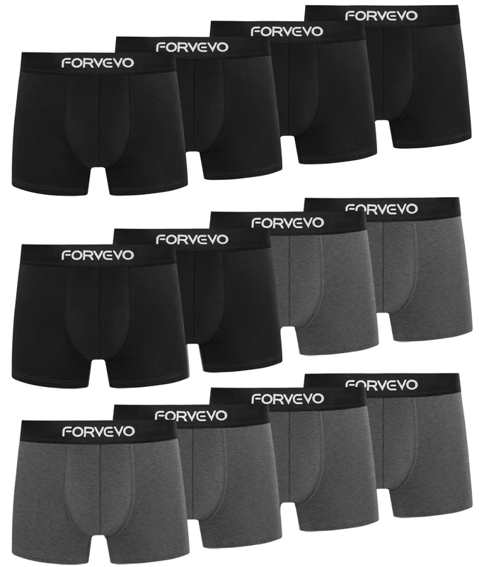 FORVEVO Boxers for Men, Cotton Mens Boxers Shorts, Breathable Underwear Briefs with Elastic Waistband, No Itchy Labels Undertrunk(M,12 Pack)