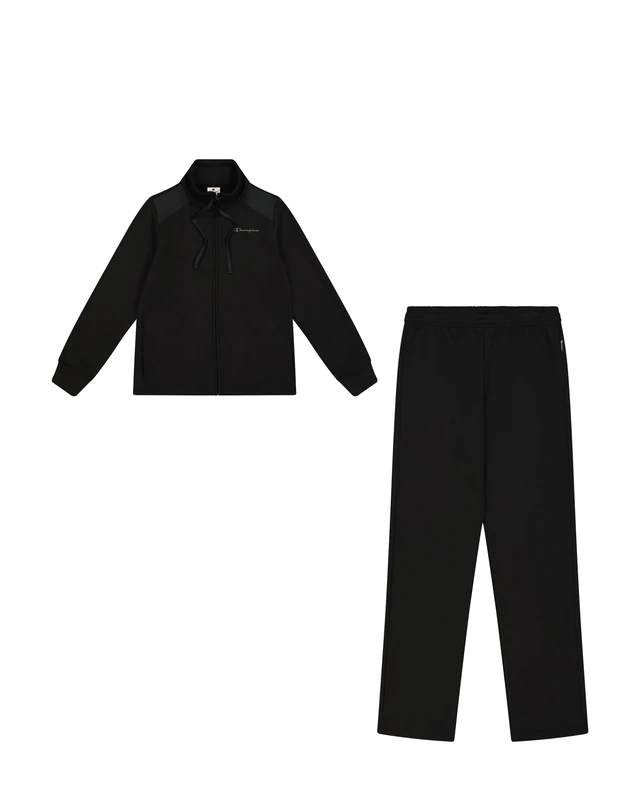Champion Women's Legacy Script Shop Easy Satin W (117525) -Soft Compact Powerblend Fleece High-Neck Tracksuit, Black (KK001), S