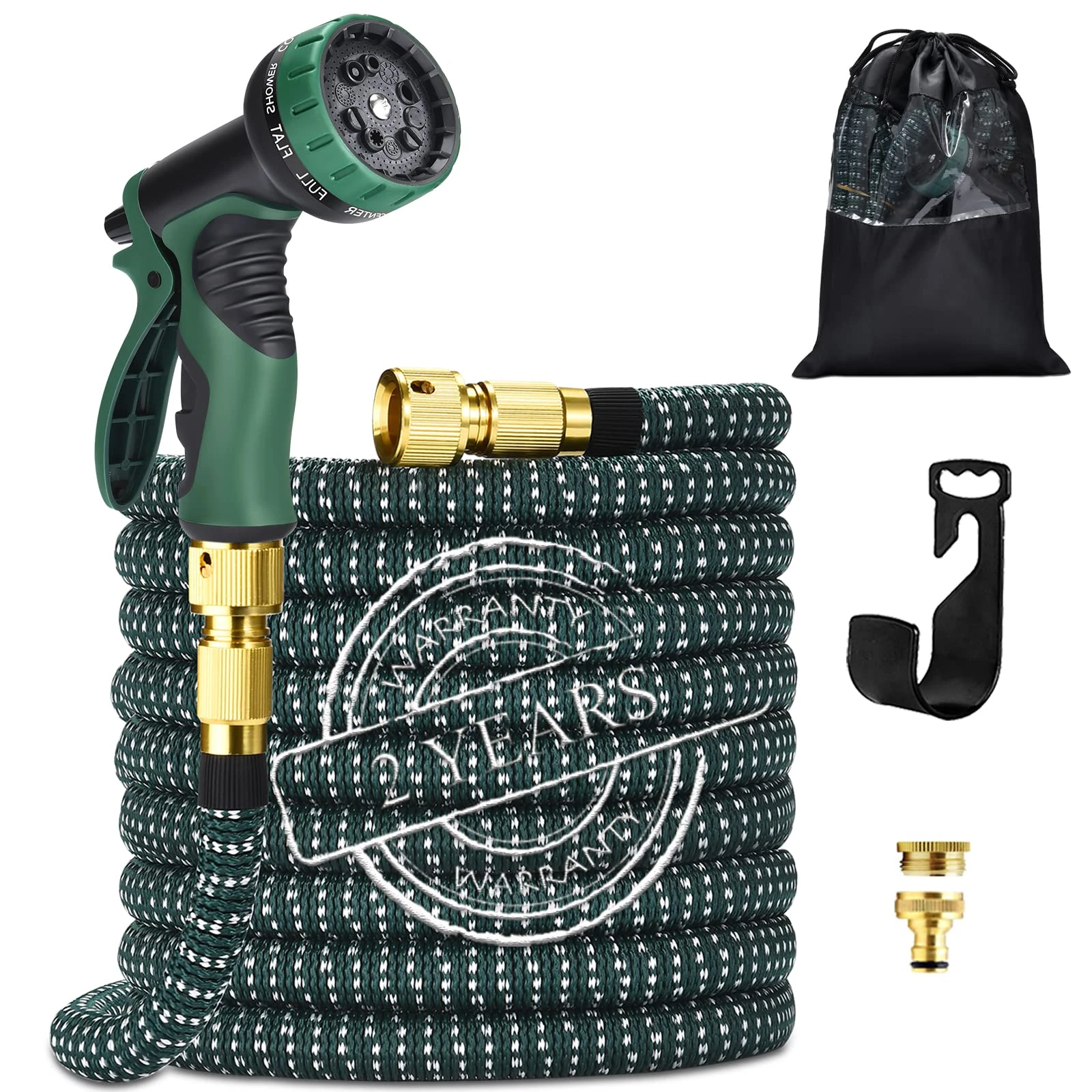 HmiL-U 75FT Flexible Expandable Garden Hose with 9 Function Spray Gun, Durable 3750D and Double Latex Core, Outdoor Water Hose for Gardening, Watering, Washing