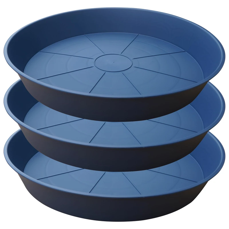 Bleuhome 3 Pack of 25 26 inch Plant Saucer (22.7 Inch Base), 4.2" Depth, Large Deep Plastic Flower Planter Water Trays for Indoors Outdoor Bath Bath, Plant Drip Trays for Pot (26", Blue)