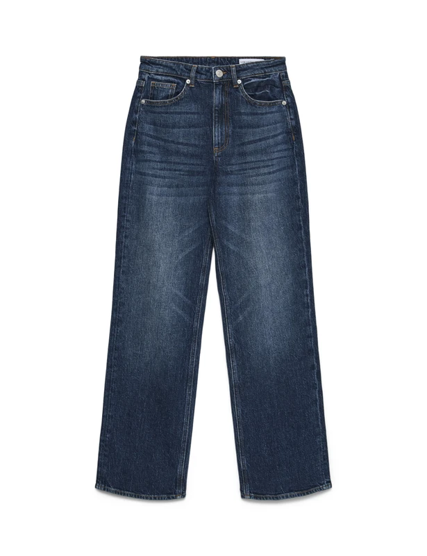 VERO MODA Female Wide Cut VMTESSA High Waist Wide Cut Jeans, Dark Denim Blue, 30W x 34L