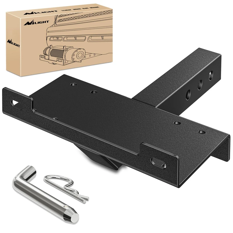 Nilight Universal Trailer Hitch Winch Mounting Plate 10 x 4 1/2 Winch Bracket Winch Mounting 2 Inch Receiver Hitch Heavy Duty Steel 16500Lbs Capacity for ATV UTV SUV Truck Pickup, 2 Years Warranty