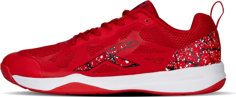 Hundred Blade Non-Marking Professional Badminton Shoes for Men | Material: TPU/Rubber | Suitable for Indoor Tennis/Squash/Basketball & Padel Red Black