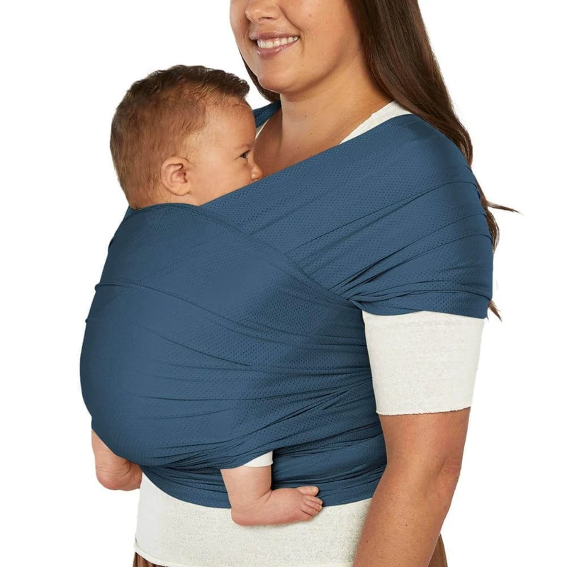 Ergobaby Baby Sling for Newborns from Birth up to 11.3 kg, Aura Mesh Sling wrap Made from Recycled Polyester and Elastane, Elasticated and Breathable, Unisex Sling wrap, Twilight Navy