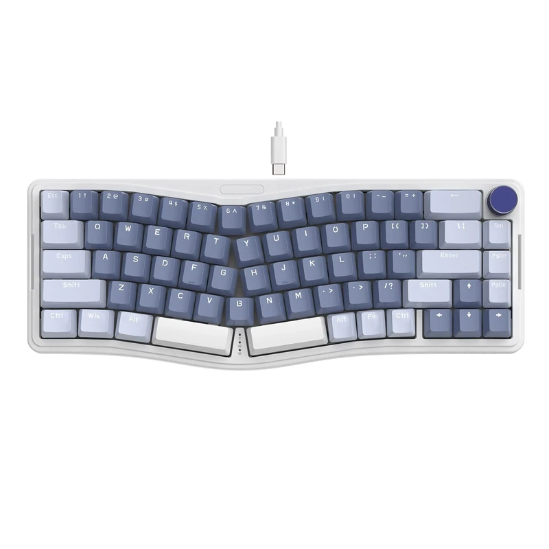ATTACK SHARK AKS068 Alice Layout Wired Mechanical Keyboard with Knob, Ergonomic Gasket 60% Gaming Keyboard USB-C, VIA-Programmable, Hot-Swappable Linear Switch, NKRO, RGB Backlit, PBT Keycap, PC/MAC