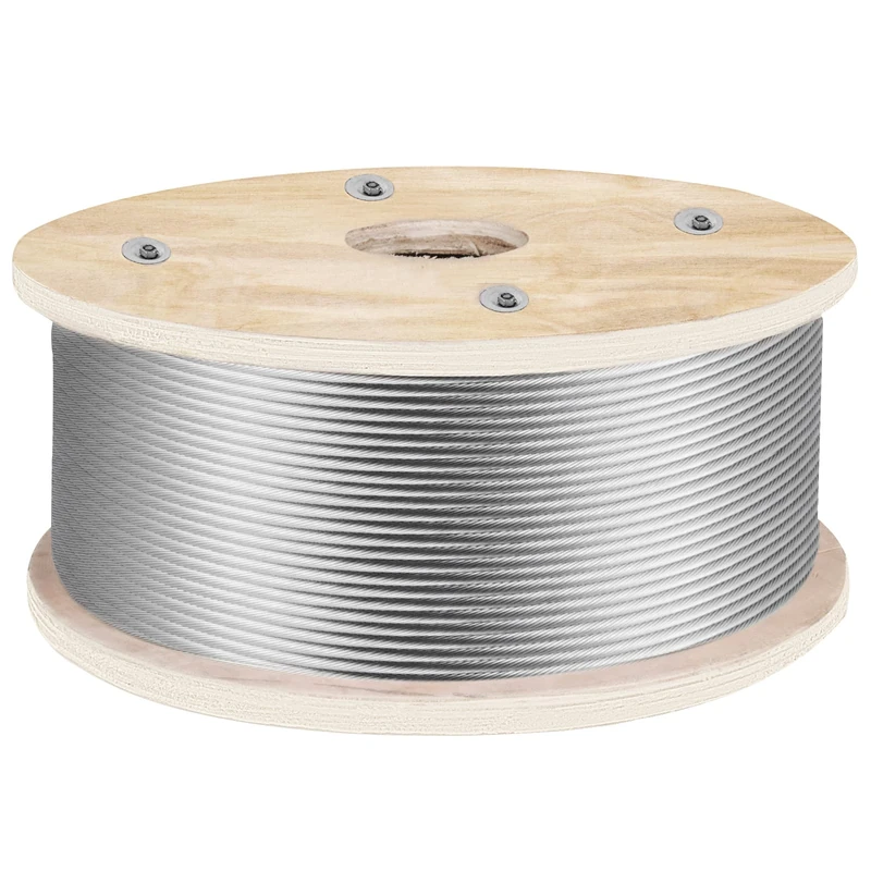 VEVOR 316 Stainless Steel Wire Rope 500ft Length, Steel Wire Cable 3/16 Inch, Steel Cable Railing Decking With 1x19 Strands Construction, 4700lbs Breaking Strength For Stair, Handrail, Clothesline
