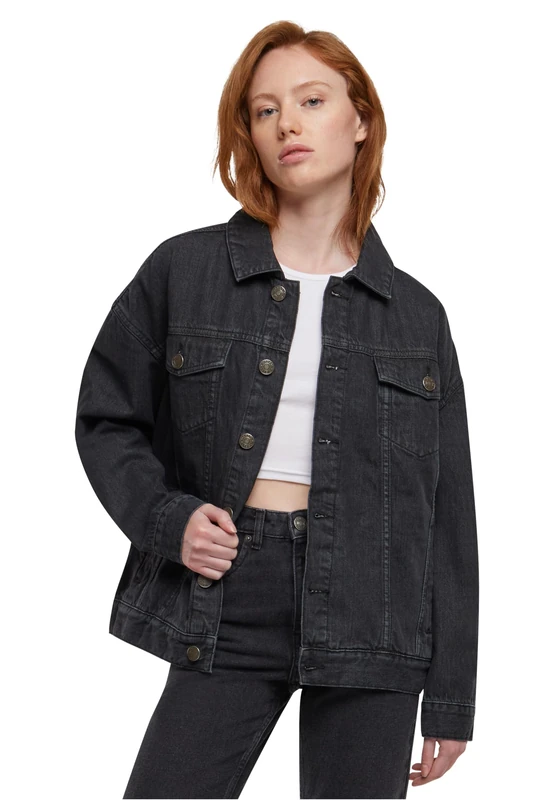 Urban Classics Women's Ladies Oversized 90's Denim Jacket, Black Washed, 5X-Large - Image 1