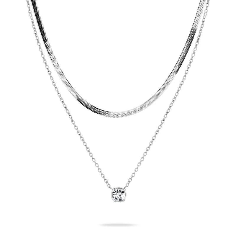 Tamaris TS-0035-NN Necklace Set, 50 cm, Stainless Steel, Cubic Zirconia