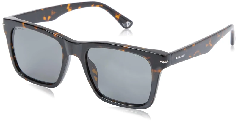 POLICE Men's Spln35 Sunglasses, Shiny Dark Havana, 55