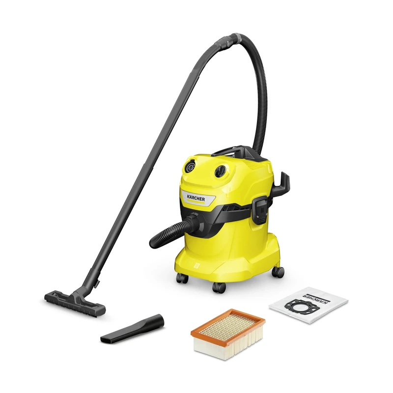 Kärcher WD 4 V-20/5/22 Heavy Duty Vacuum Cleaner WD 4 V-20/5/22 Super Absorbent Energy Efficient Wet/Dry Vacuum Cleaner with 20L Plastic Container, Plan Filter, 5 m Cable and 2.2 m Suction Hose