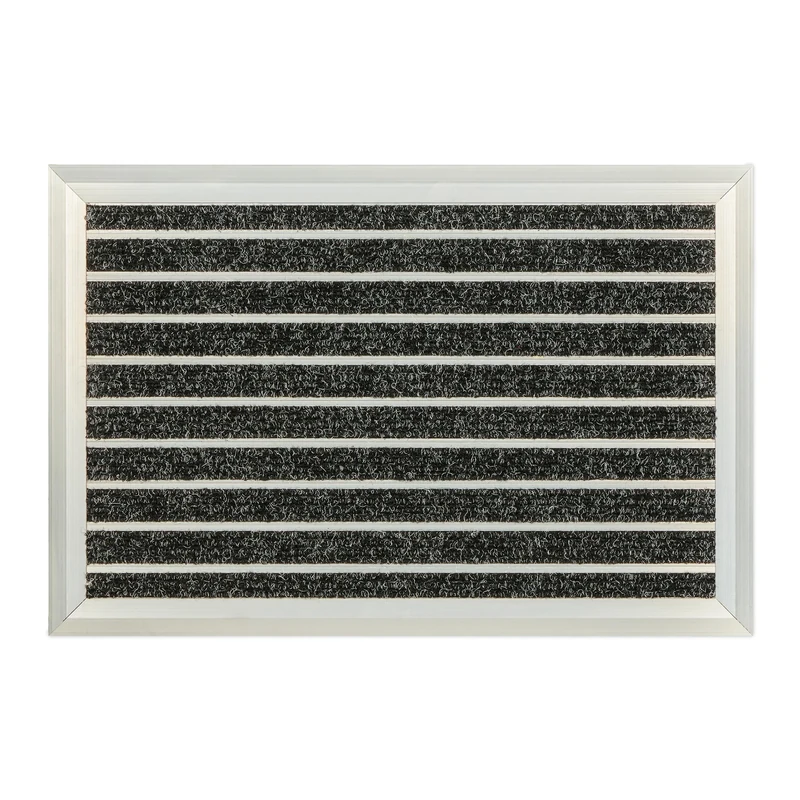 Relaxdays Doormat, Aluminium, 60 x 40 cm, Non-Slip, Indoor & Outdoor Use, Weatherproof Door Mat, Silver/Black, 1 x 60 x 40 cm