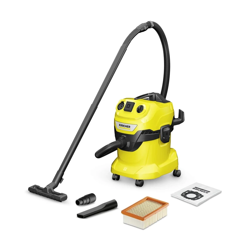 Kärcher Heavy Duty WD 4 P V-20/5/22 Vacuum Cleaner, Super Absorbent Energy Efficient Wet/Dry Vacuum Cleaner with 20L Plastic Container, Socket for Working with Power Tools, 5 m Cable & 2.2 m Suction