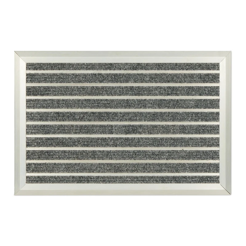 Relaxdays Doormat, Aluminium, 60 x 40 cm, Non-Slip, Indoor & Outdoor Use, Weatherproof Door Mat, Silver/Grey, 1 x 60 x 40 cm