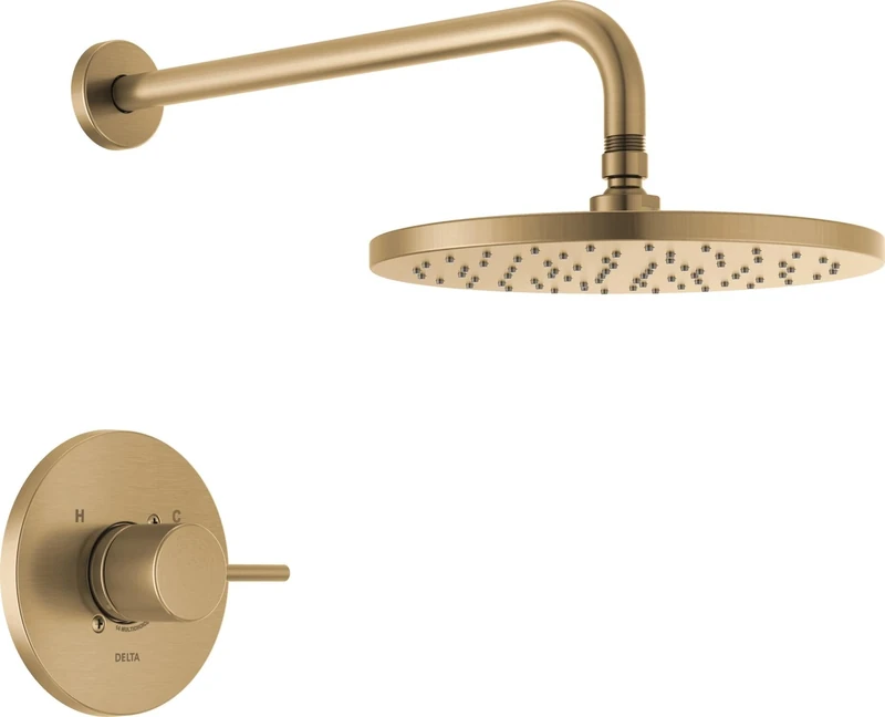 Delta Faucet Raincan T14269-CZ-PP Single Function Round Shower Valve Trim Kit, Rain Shower Head, Delta Shower Kit, Champagne Bronze T14269-CZ-PP (Valve Not Included)