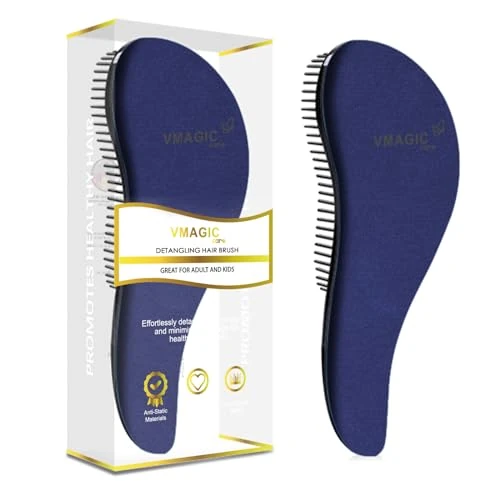 Detangling Brush - glide the Detangler Brush through Tangled hair - Best Comb for Women, Girls, Men & Boys - Use in Wet and Dry Hair (Velevt Blue)
